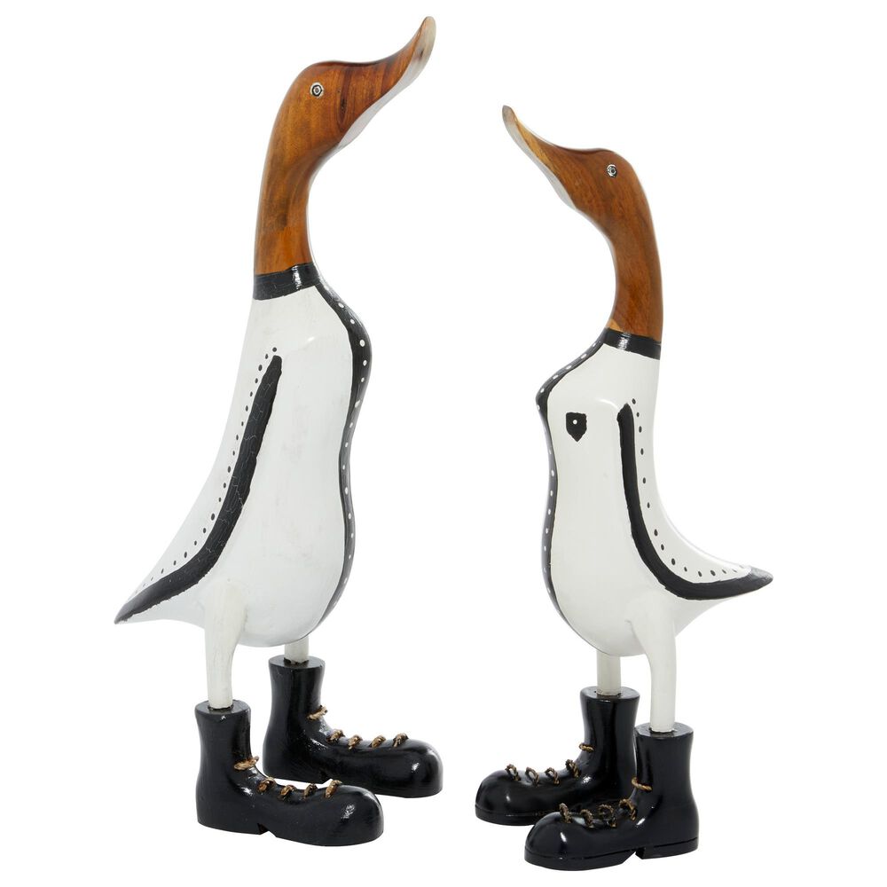 Maple and Jade Farmhouse Wood Sculpture Set of 2 in Black, White and Brown , , large