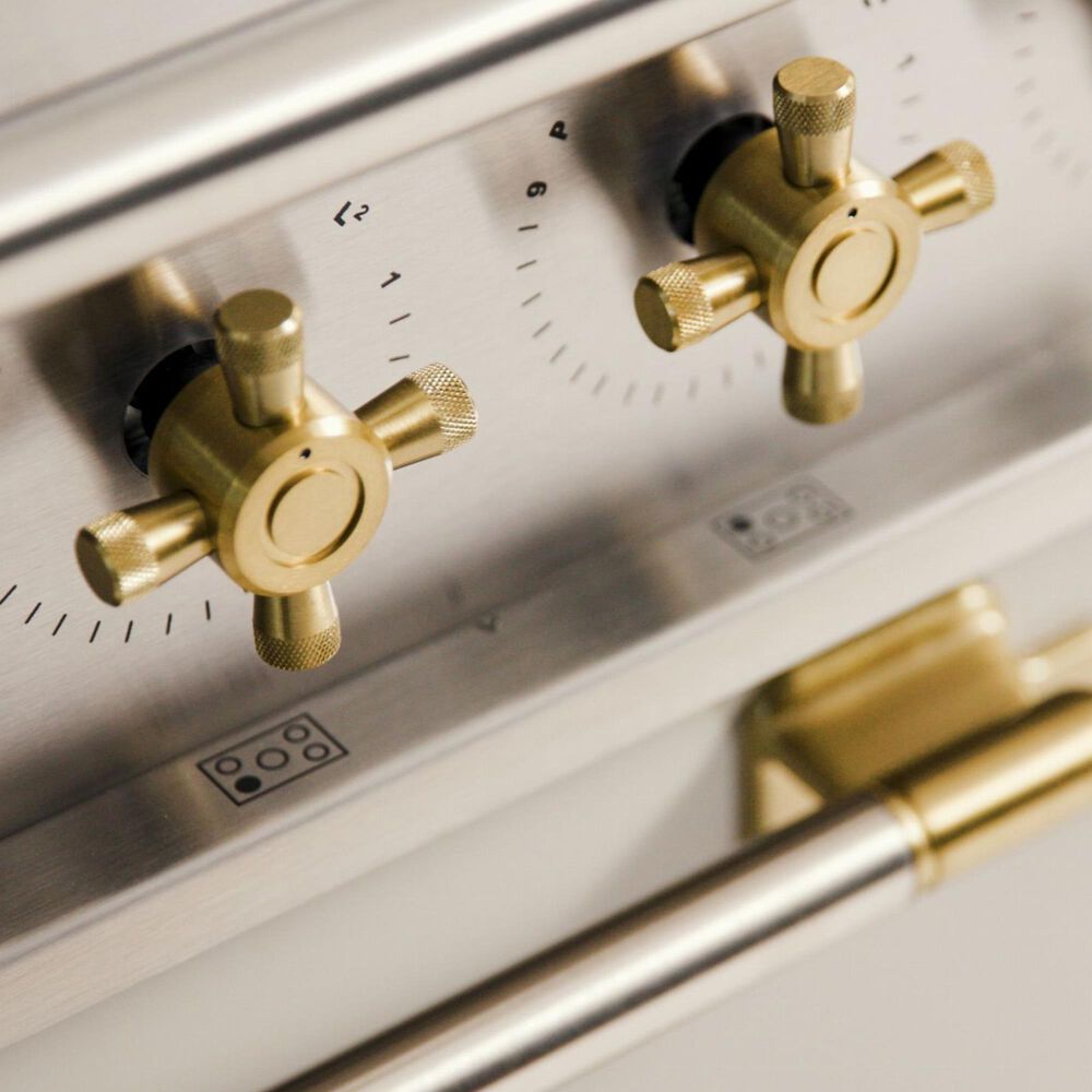 AGA Elise 36" Dual Fuel Range with Antique Brass Knobs in White, , large