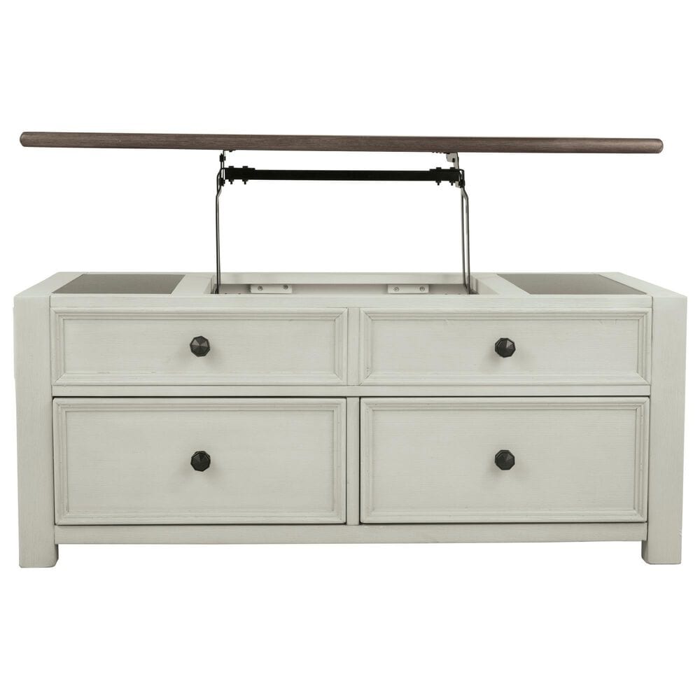 Ashley Bolanburg Lift Top Cocktail Table in Weathered Oak and Antique White, , large