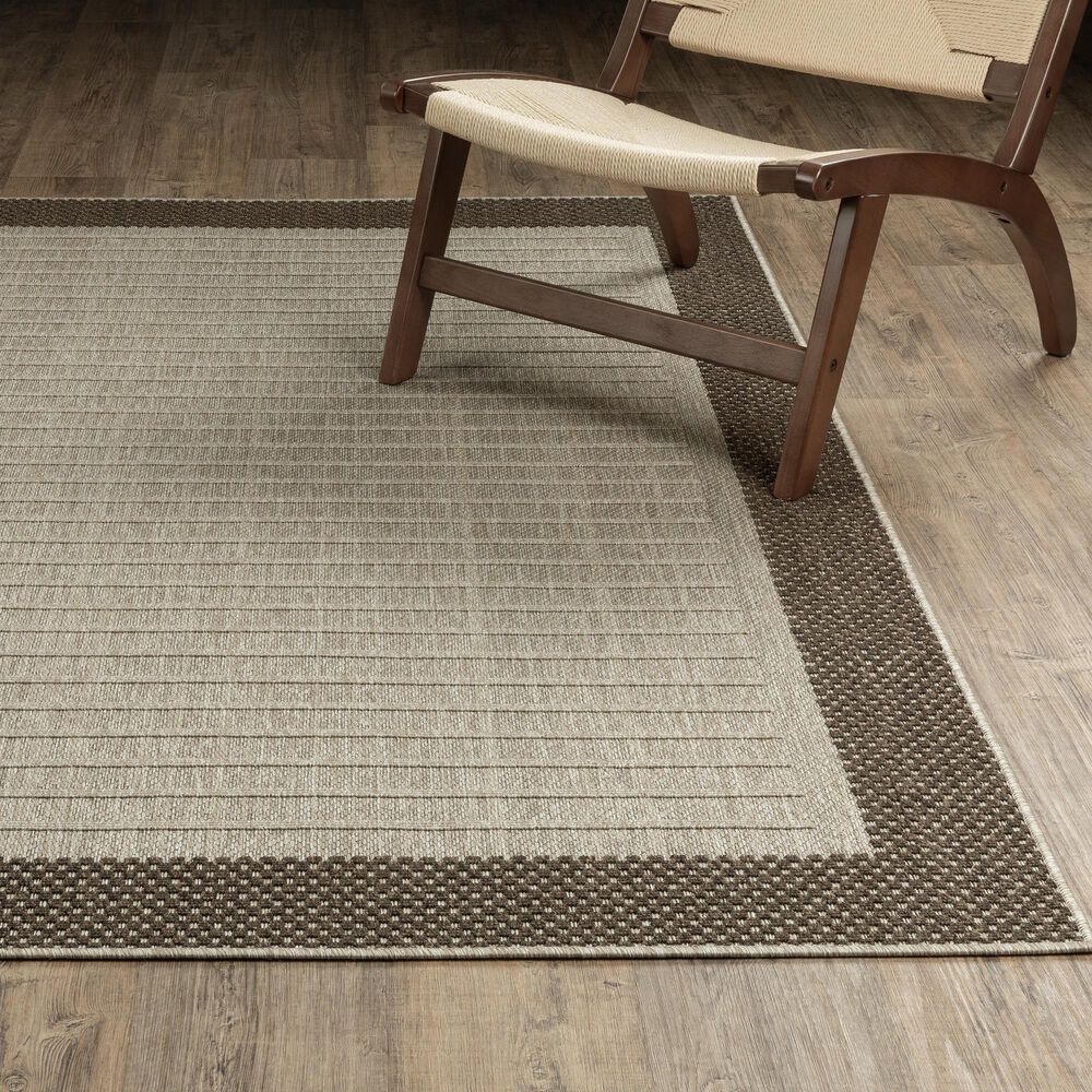 ROW by Oriental Weavers Zarina Striped Beige and Brown 9'10" x 12'10" Indoor/Outdoor Area Rug, , large