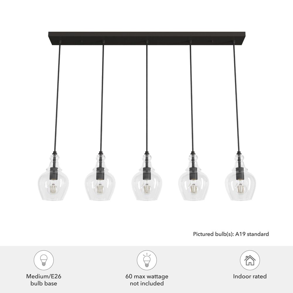 Hunter Maple Park 5-Light Linear Cluster in Noble Bronze, , large