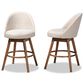 Baxton Studio Carra Swivel Counter Stool with Light Beige Cushion in Walnut (Set of 2), , large