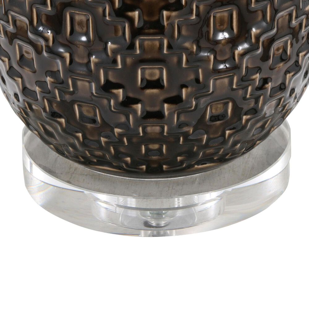 Grandview Gallery Onyx Ceramic Table Lamp in Dark Grey, Brushed Nickel and Clear, , large