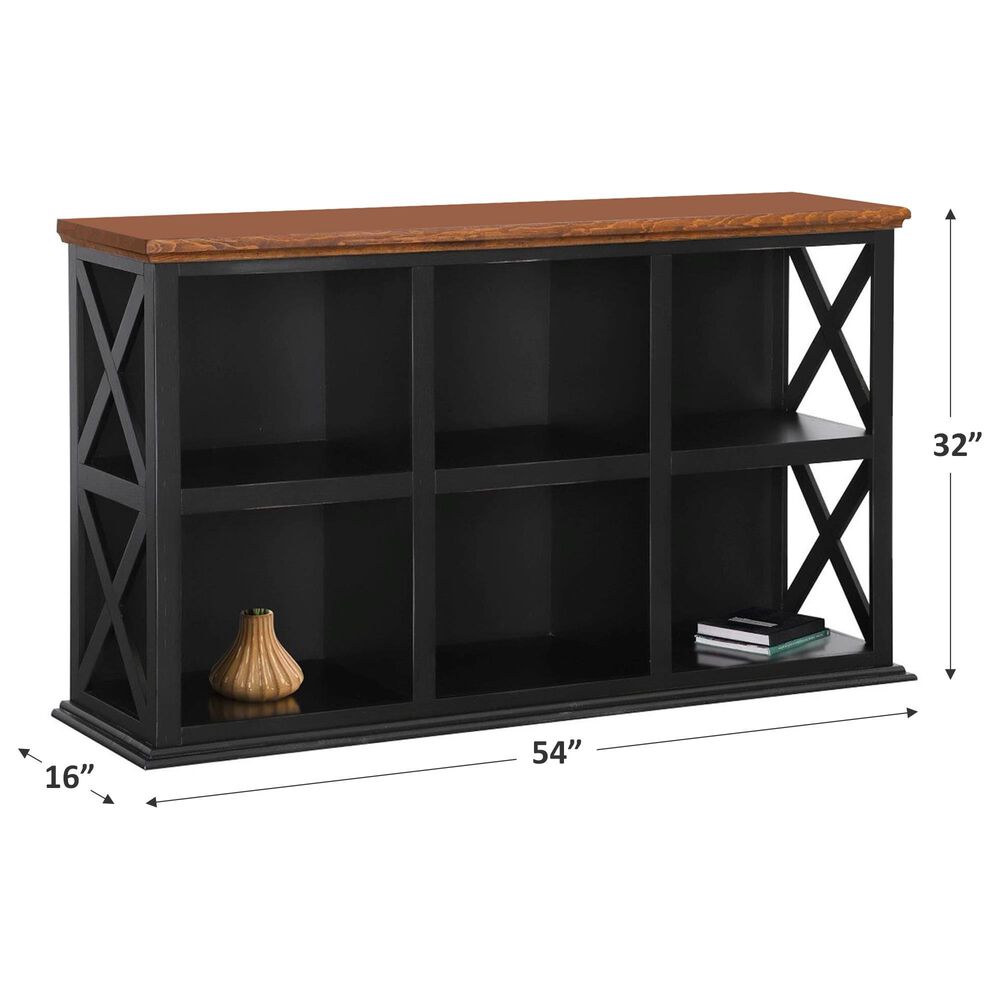 Meximuebles 54&quot; Qatar Horizontal Bookcase in Black Distressed, , large
