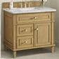 James Martin Vanities Lorelai 36" Single Vanity in Light Natural Oak with 3 cm Carrara White Marble Top, , large