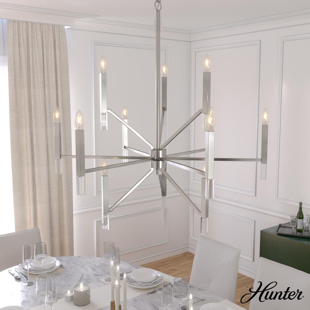 Hunter Sunjai 12-Light Chandelier in Brushed Nickel, , large