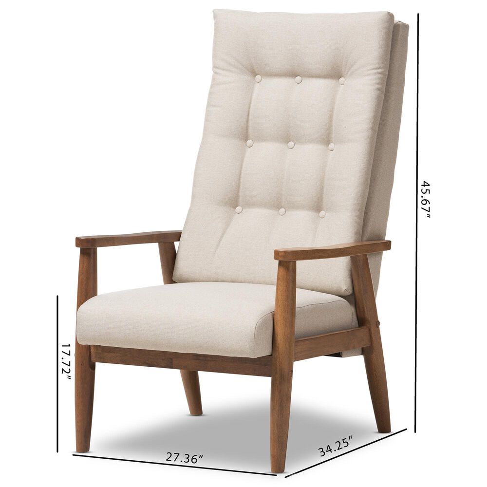 Baxton Studio Roxy High-Back Chair in Light Beige, , large