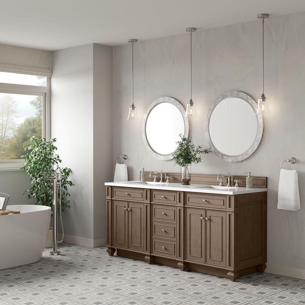 James Martin Bristol 72" Double Bathroom Vanity Cabinet in Whitewashed Walnut, , large