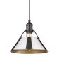Golden Lighting Orwell 1-Light Medium Pendant with Chrome Shade in Matte Black, , large