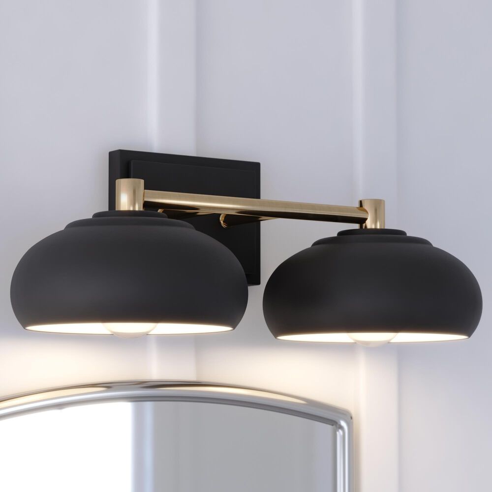 Vaxcel Belmont 2-Light Bathroom Vanity in Matte Black and Satin Brass, , large