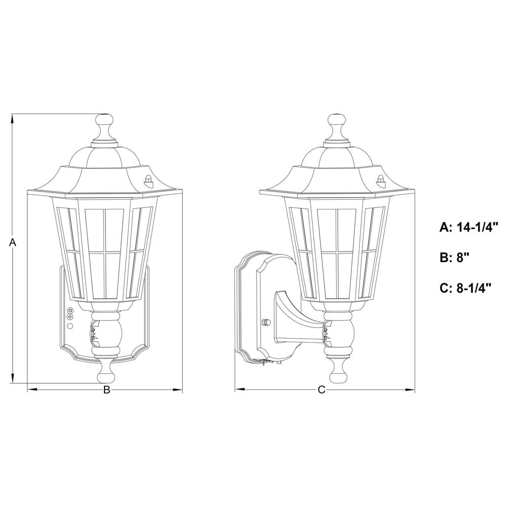 Vaxcel York 1-Light Outdoor Motion Sensor Wall Sconce in Textured Pewter, , large