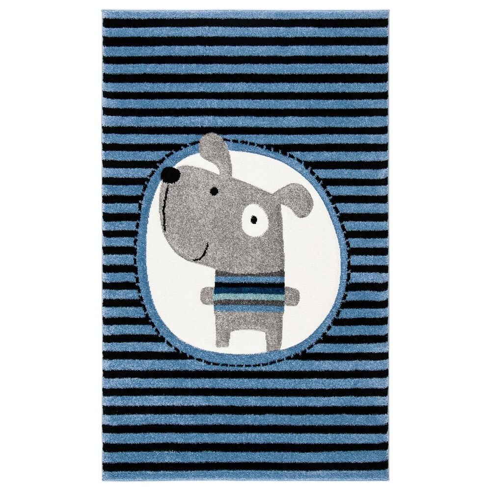 Safavieh Carousel Animals 4" x 6" Navy and Ivory Kids Area Rug, , large