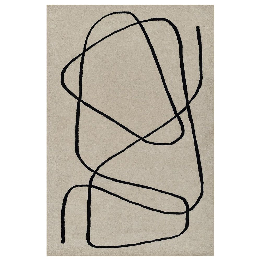 Momeni Simba Contemporary 5" x 8" Ivory Area Rug, , large