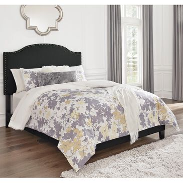 Signature Design by Ashley Adelloni Queen Upholstered Bed with Nailhead Trim in Charcoal, , large