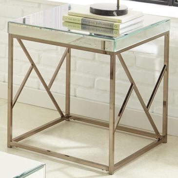 Steve Silver Evelyn End Table in Black with Copper Chrome Finish, , large