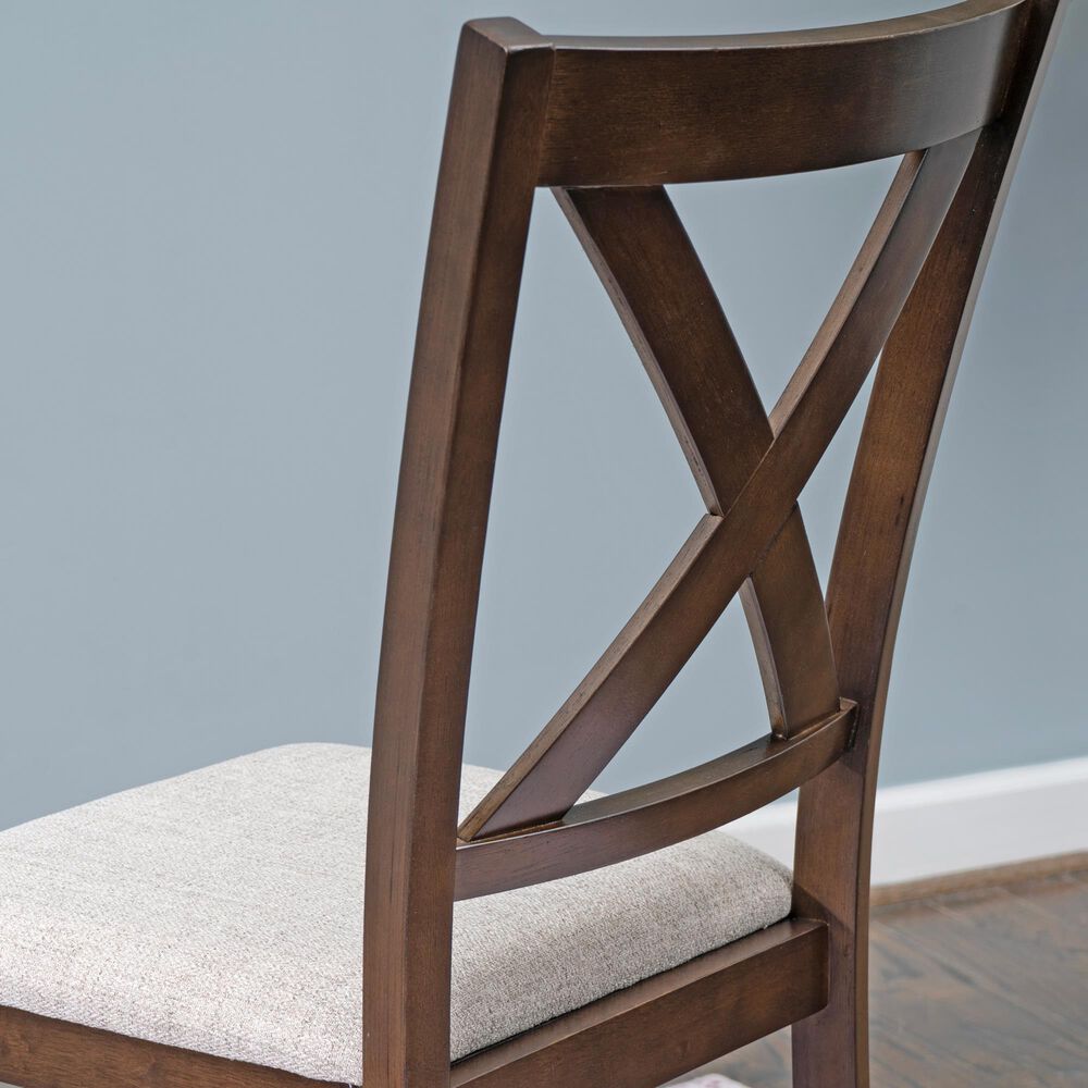 Linon Home Decor Warren X-Back Side Chair in Warm Brown (Set of 2), , large