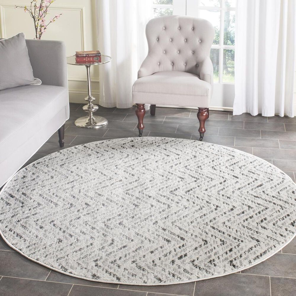Safavieh Adirondack ADR104N-4R 4" x 4"  Ivory/Charcoal Round Rug, , large