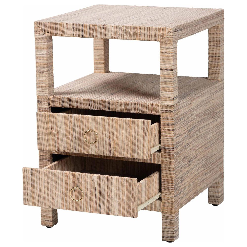 Baxton Studio Paine 2-Drawer Nightstand in Natural, , large