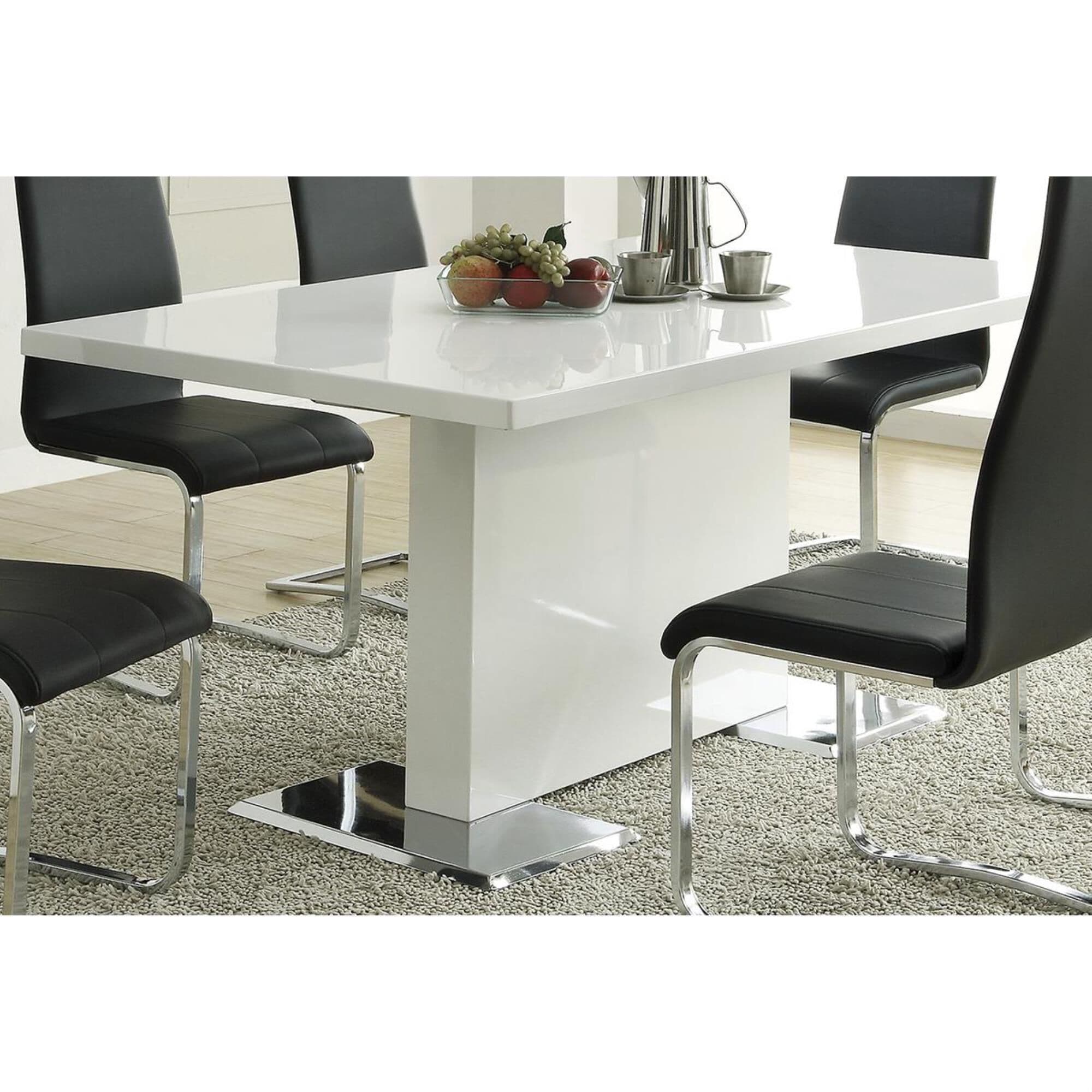 Pacific Landing Contemporary Dining Table in White and Chrome
