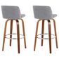 LumiSource Toriano Swivel Bar Stool with Grey Fabric Upholstery in Walnut and Chrome (Set of 2), , large