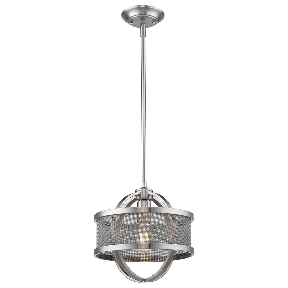 Golden Lighting Colson 1-Light Mini Pendant with Mesh Shade in Pewter, , large