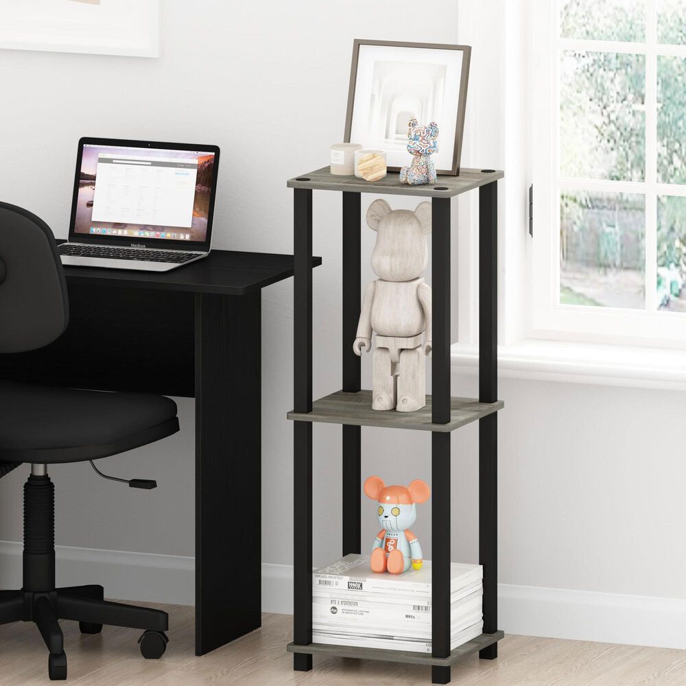 HOMLUX 2-Tier Small End Table in French Oak Grey and Black (Set of 2), , large