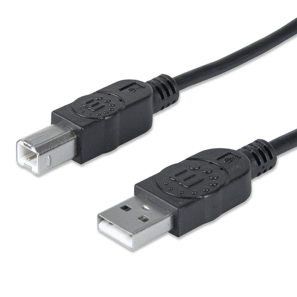 Manhattan 3" USB 2.0, Type-A Male to Type-B Male, 480 Mbps in Black, , large
