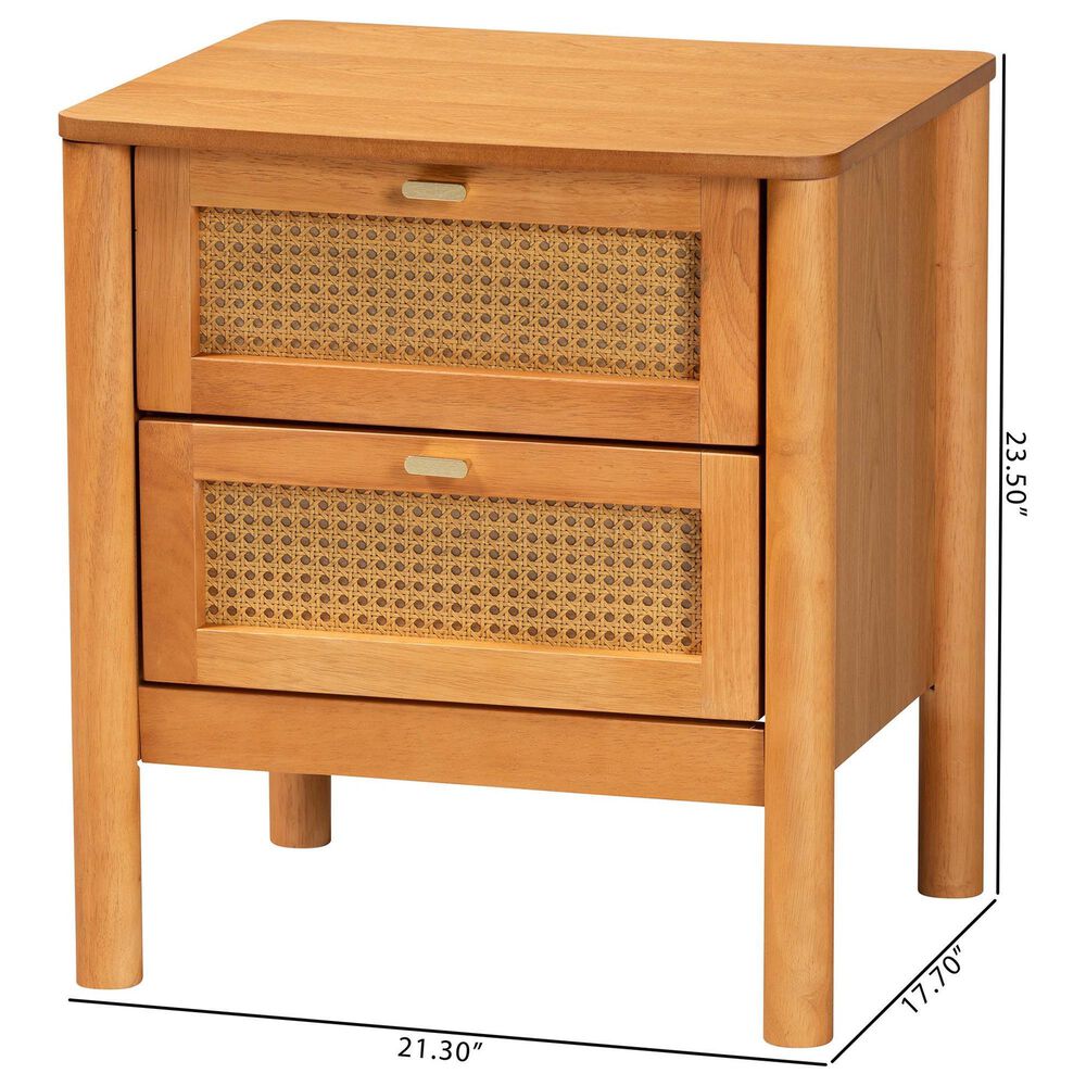 Baxton Studio Jenn 2-Drawer Nightstand in Golden Brown, , large