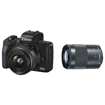 Canon EOS M50 Mark II Mirrorless Camera with EF-M 15-45mm f/3.5-6.3 and EF-M 55-200mm f/4.5-6.3 IS STM in Black, , large