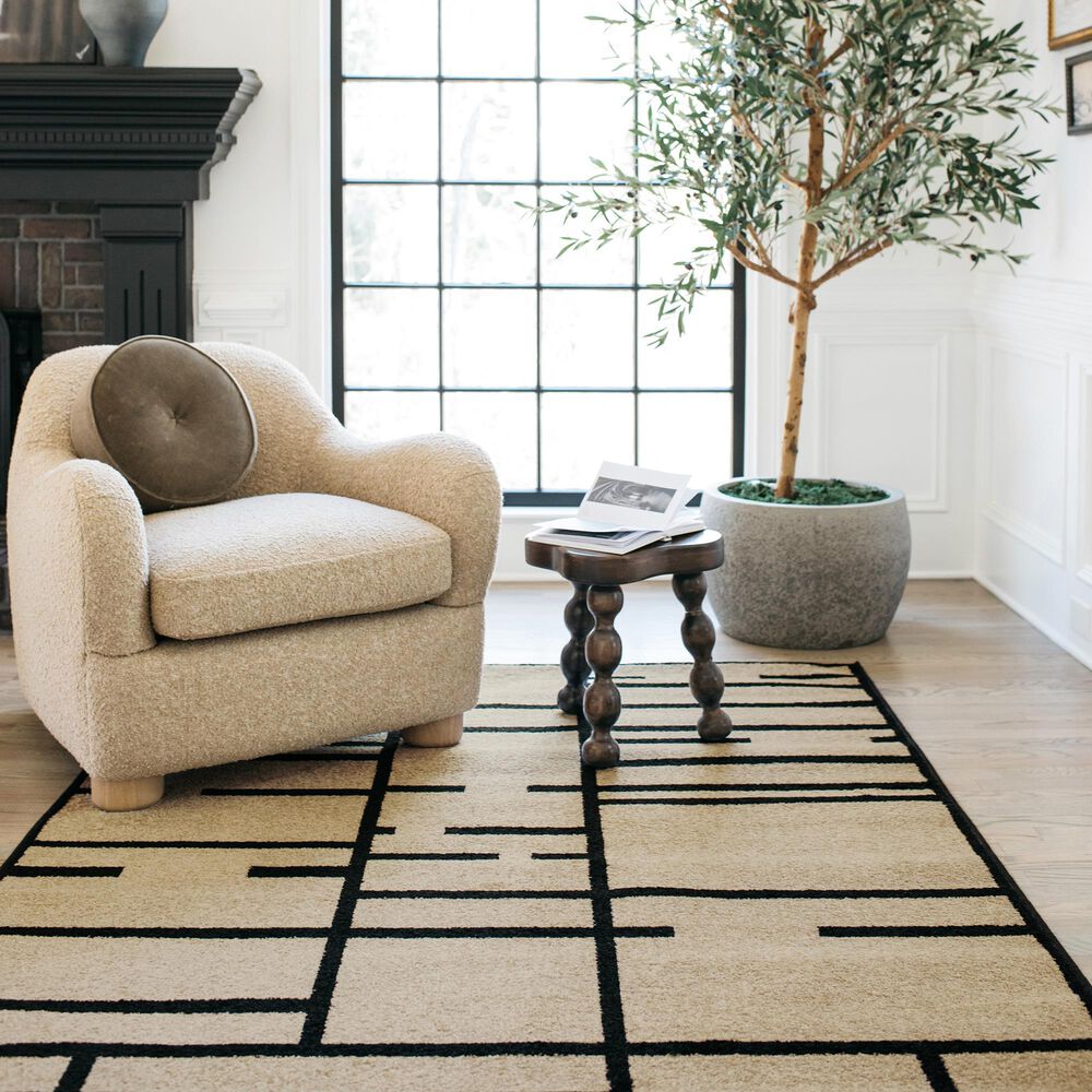 ROW by Oriental Weavers Quinn Geometric Beige and Black 7'10" x 10' Area Rug, , large