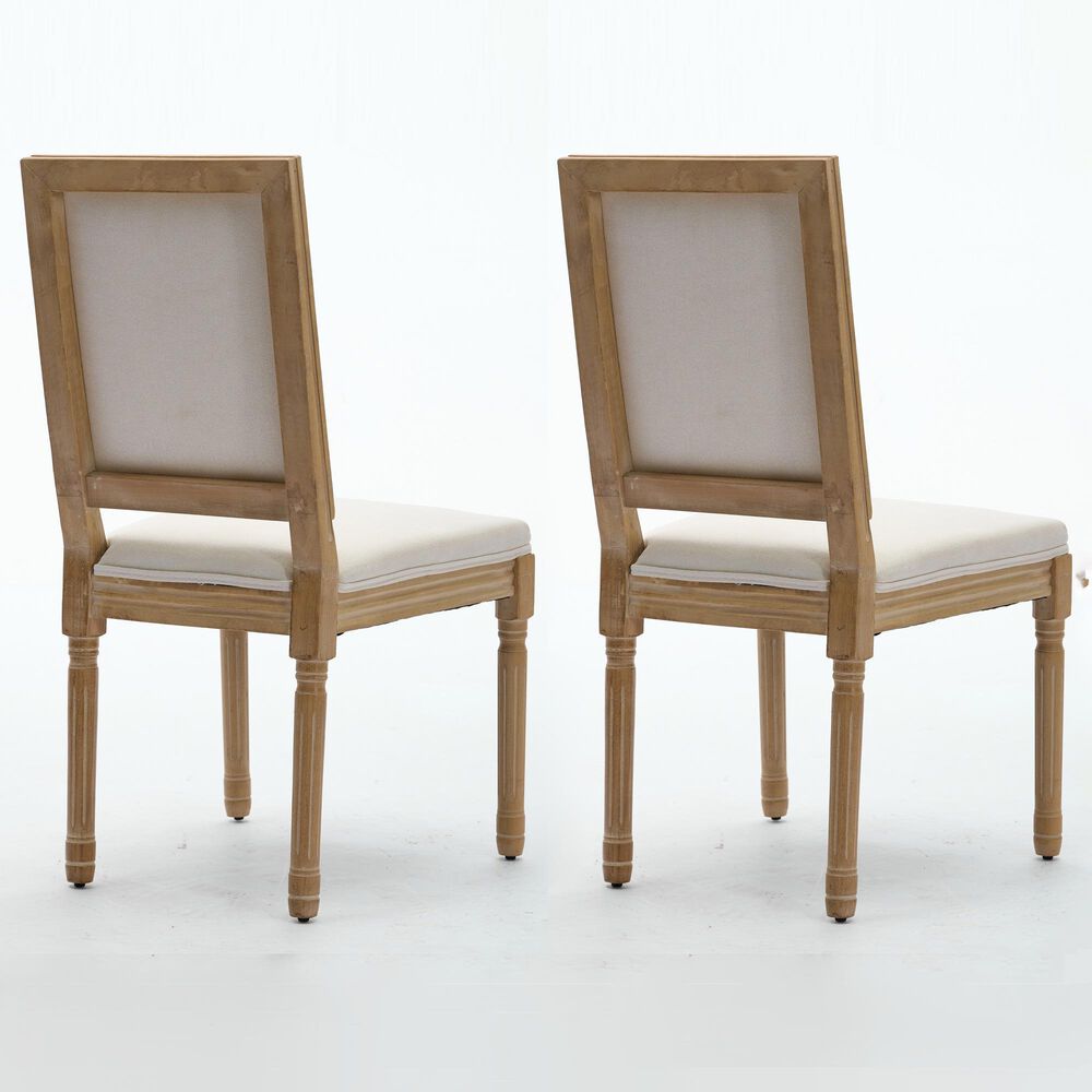 Hearth and Haven Upholstered Side Chair with Square Backrest in Beige (Set of 2), , large