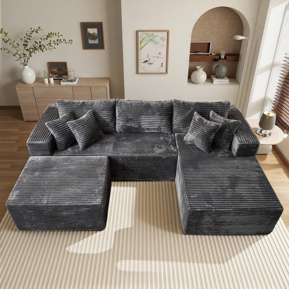 HOMLUX 108" Modular Sofa Set in Gray, , large