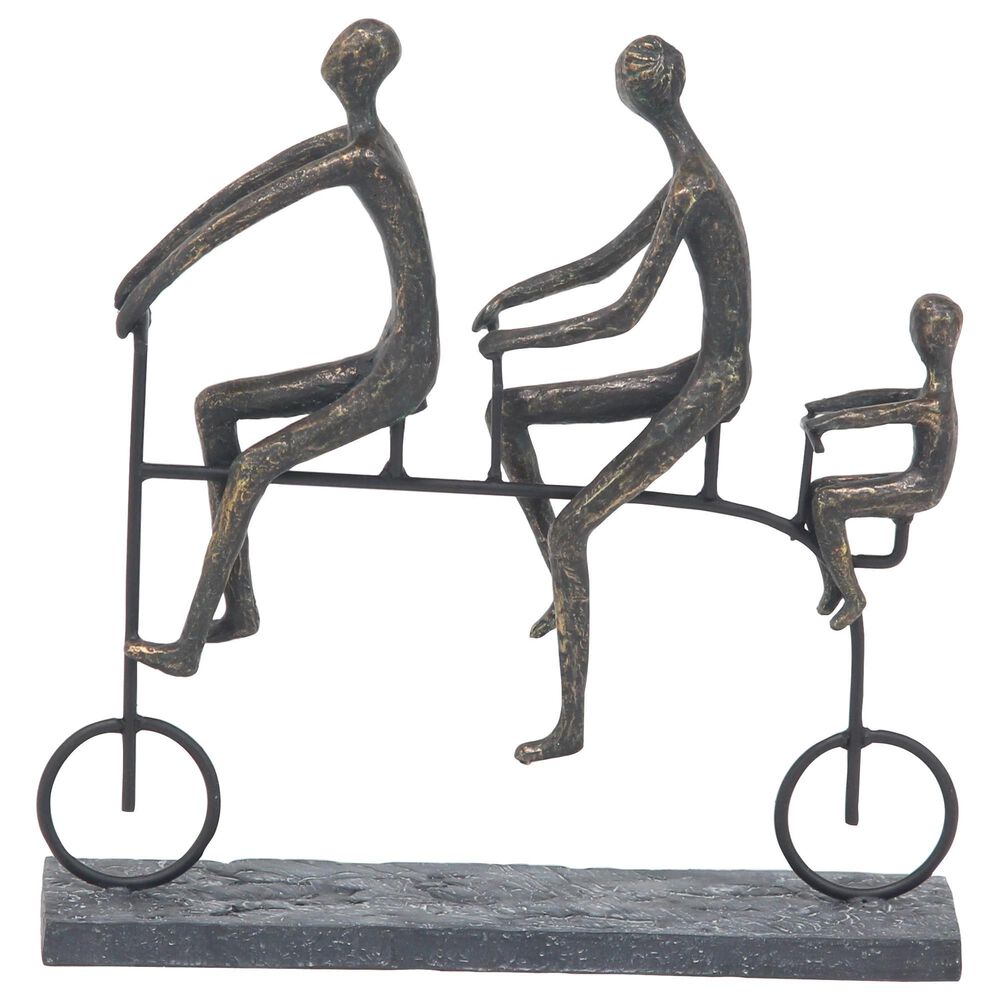 Maple and Jade 13" Polystone 3-Seater Bicycle Sculpture in Brass and Black, , large