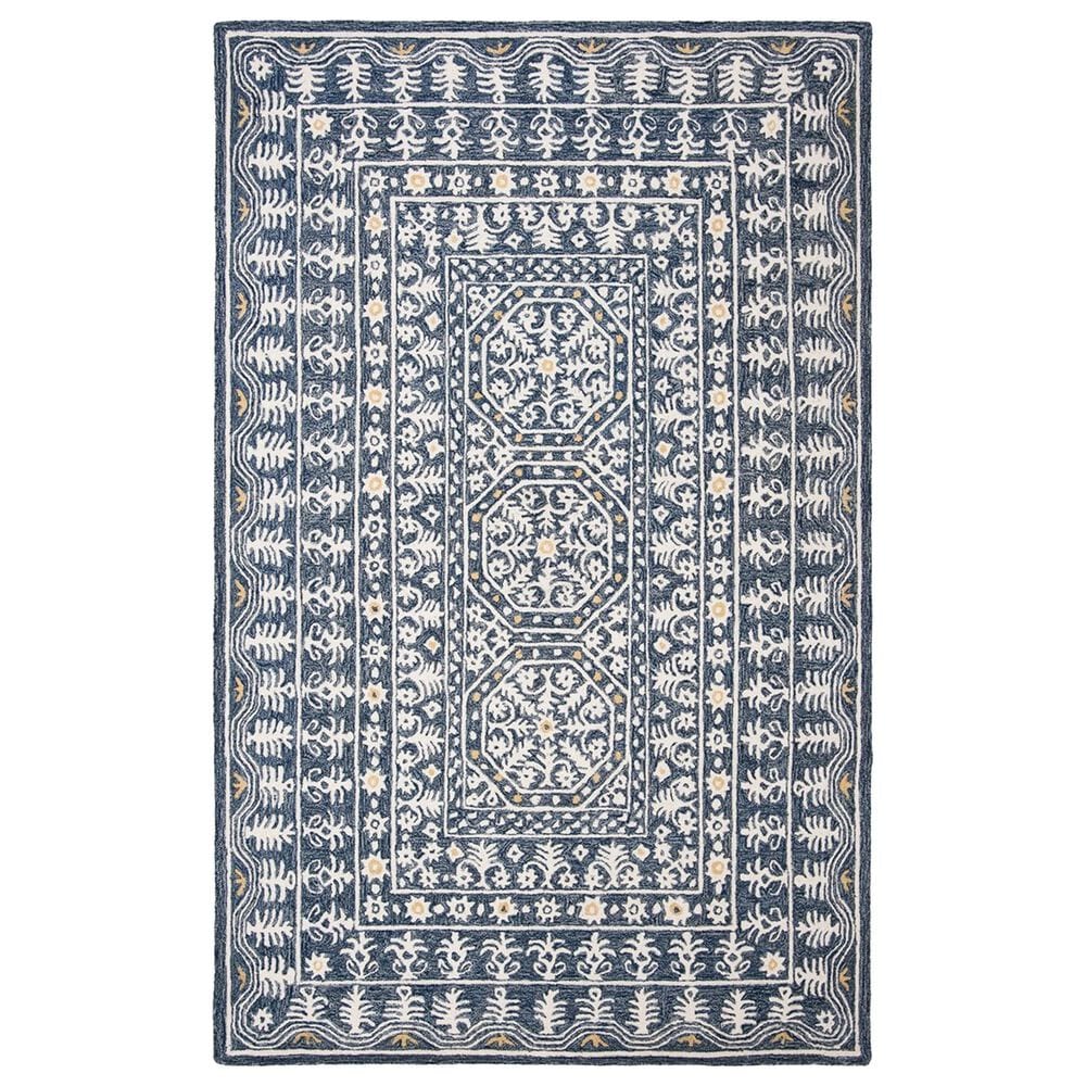 Safavieh Micro-Loop MLP619M 5" x 8" Blue and Ivory Area Rug, , large