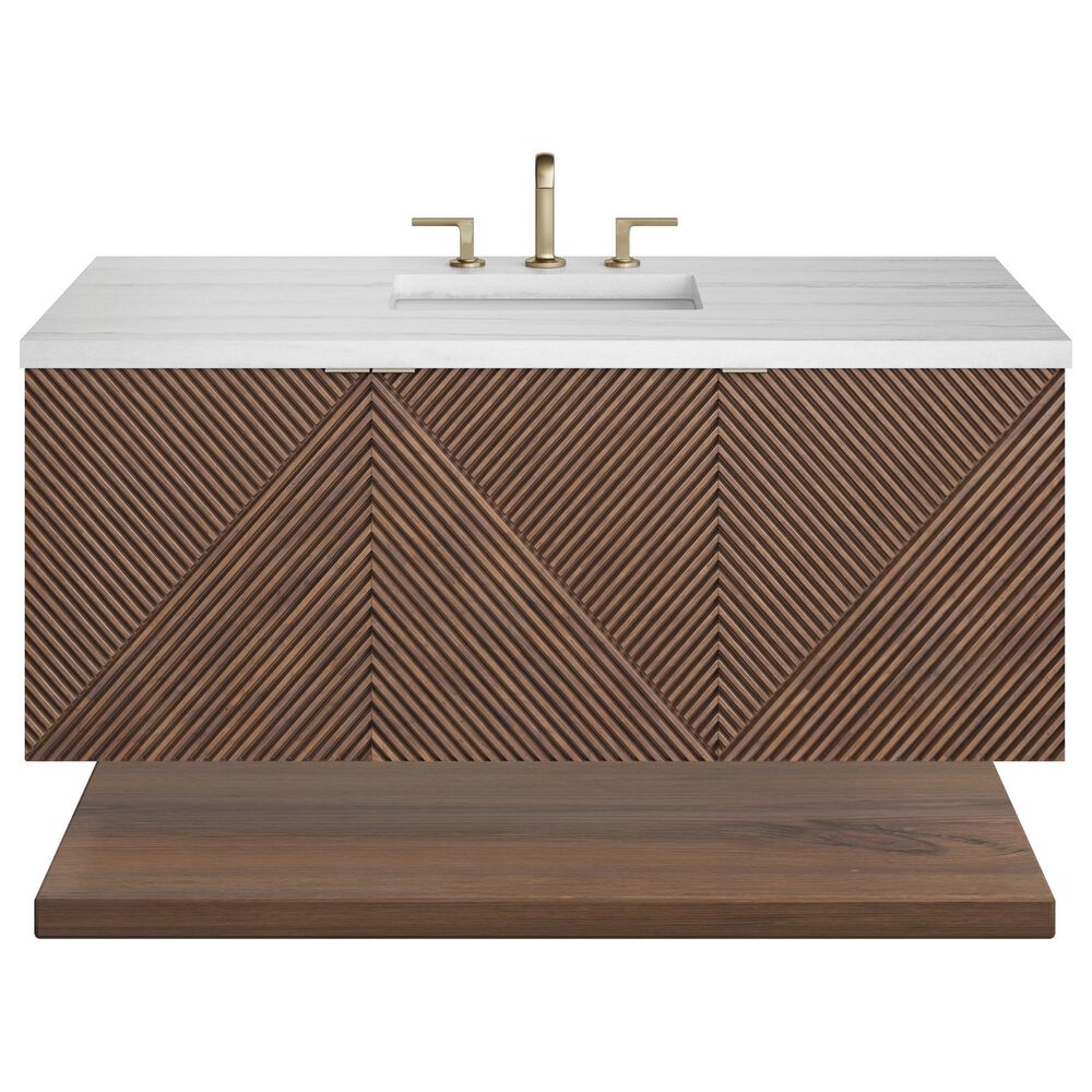 James Martin Vanities Marcello 48&quot; Single Bathroom Vanity in Chestnut with 3 cm Arctic Fall Solid Surface Top and Rectangular Sink, , large