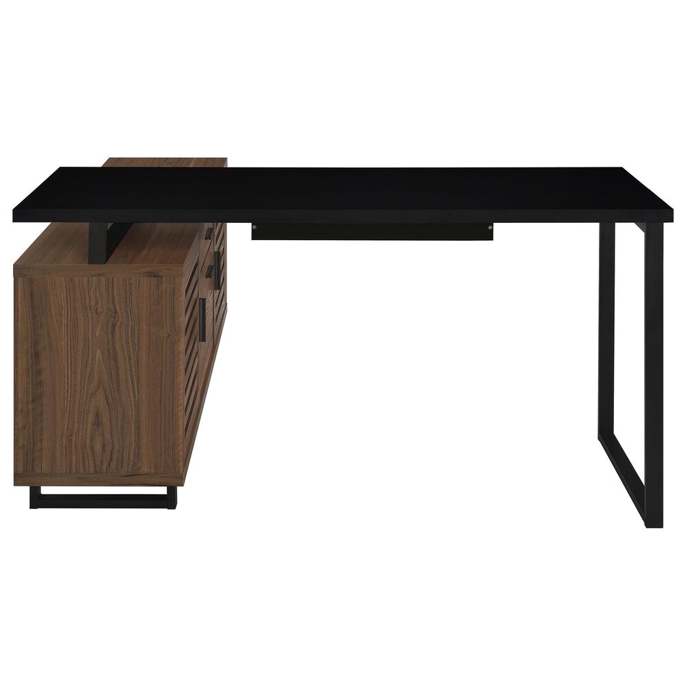Pacific Landing Maddox 2-Piece L-desk and Bookcase Set in Black and Walnut, , large