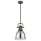 Golden Lighting Duncan 1-Light Small Pendant with Rod and Chrome Shade in Rubbed Bronze, , large