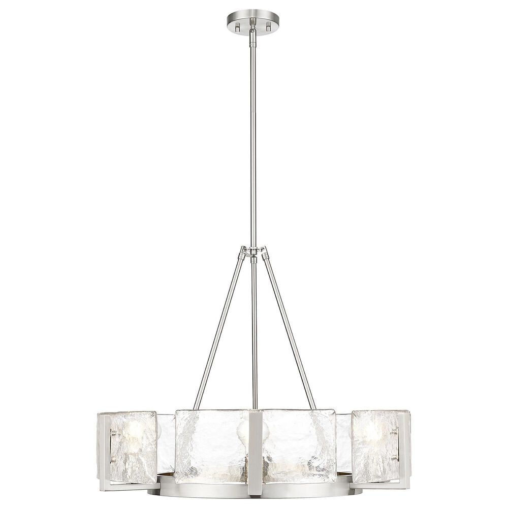 Golden Lighting Aenon 6-Light Wide Chandelier with Hammered Water Glass Shade in Pewter, , large
