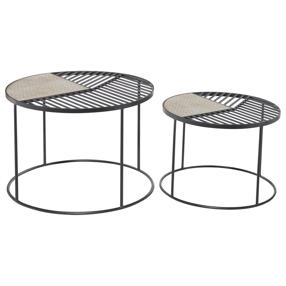 Maple and Jade Accent Table in Black and Beige (Set of 2), , large