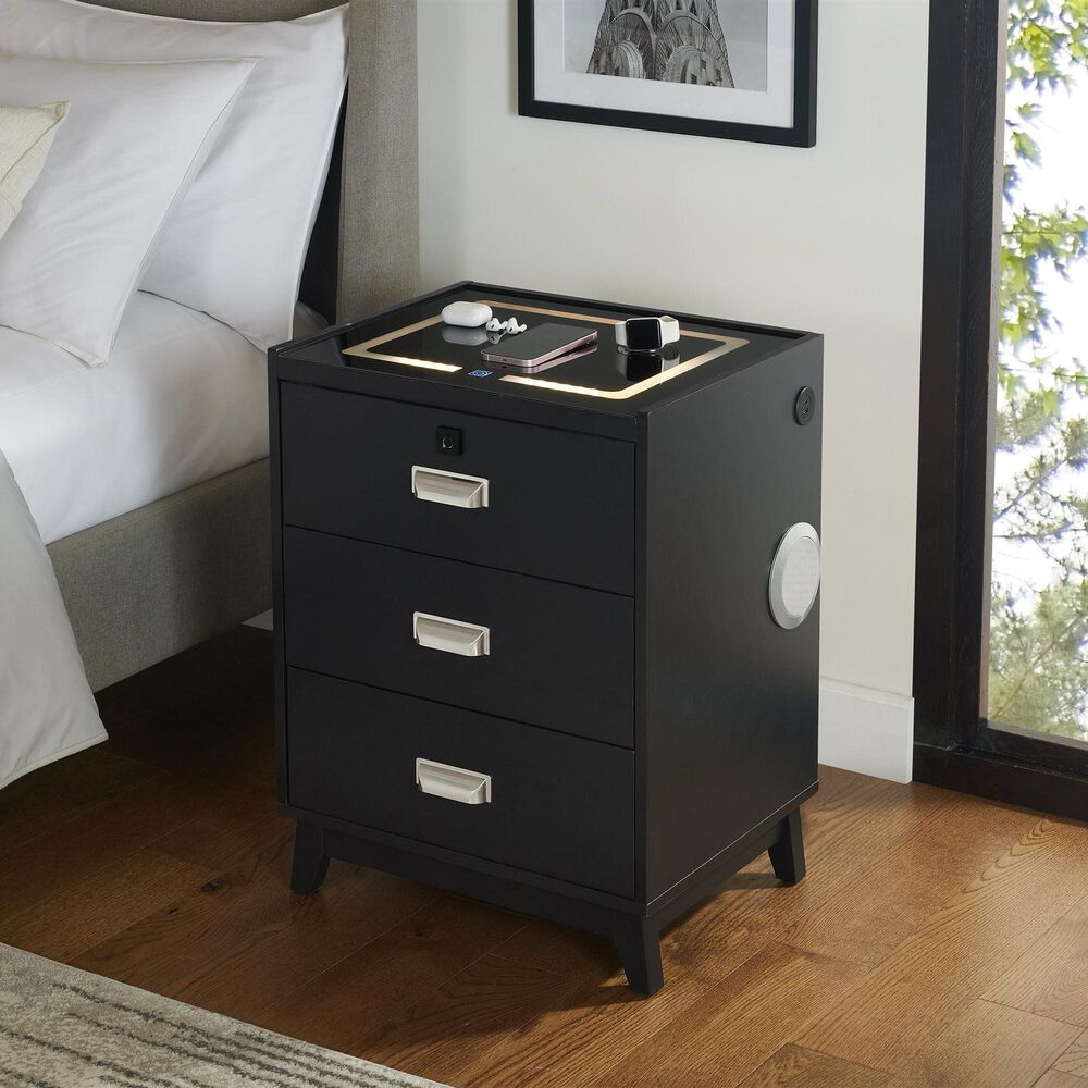 Mayberry Hill Rio 3-Drawer Nightstand in Black, , large
