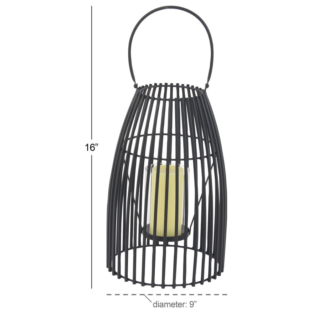 Maple and Jade 9&quot; x 16&quot; Indoor/Outdoor Candle Lantern with Handle in Matte Black and Clear, , large