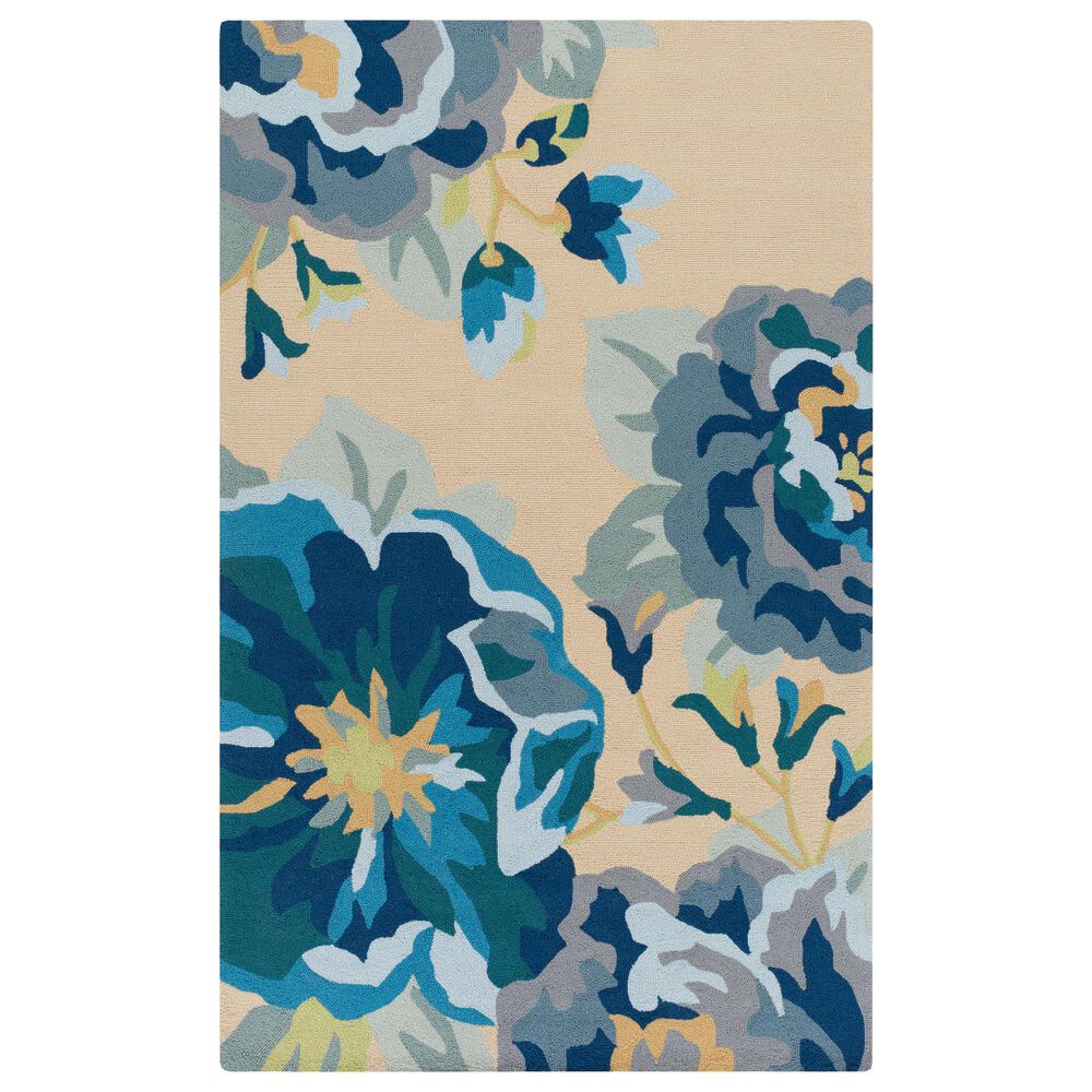 Surya Rain RAI-1231 9" x 12" Bright Blue, Sky Blue and Beige Indoor/Outdoor Area Rug, , large