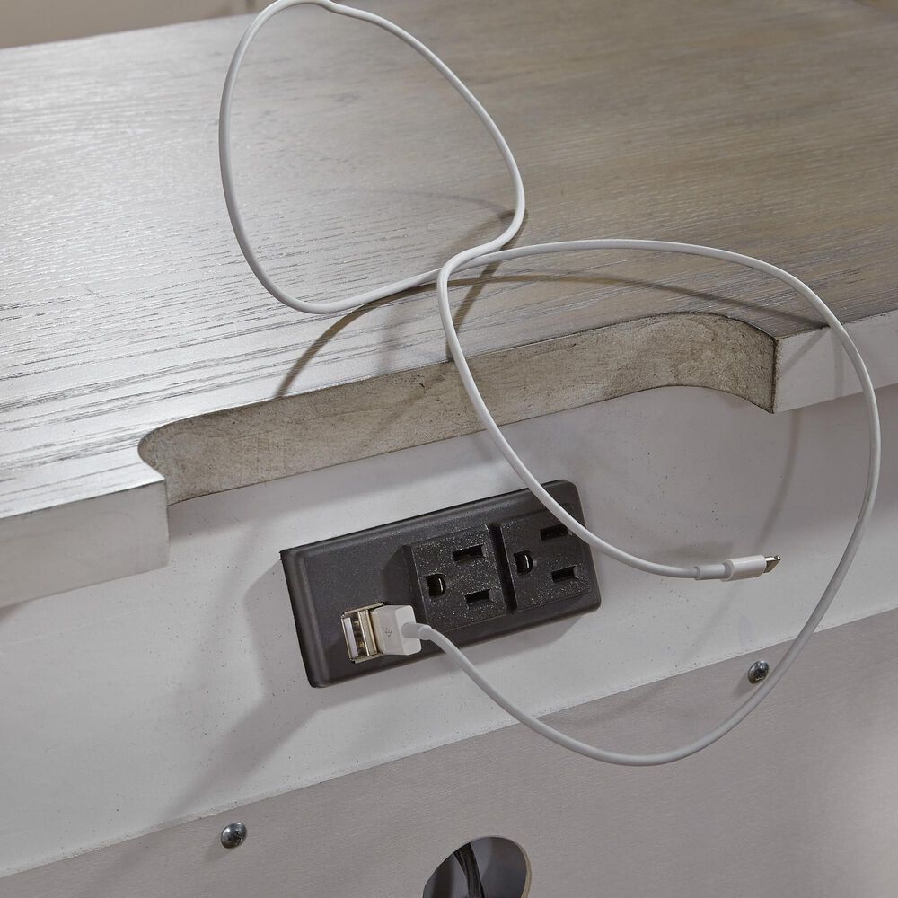 Belle Furnishings Abbey Park 2 Drawer Nightstand with Charging Station in White, , large