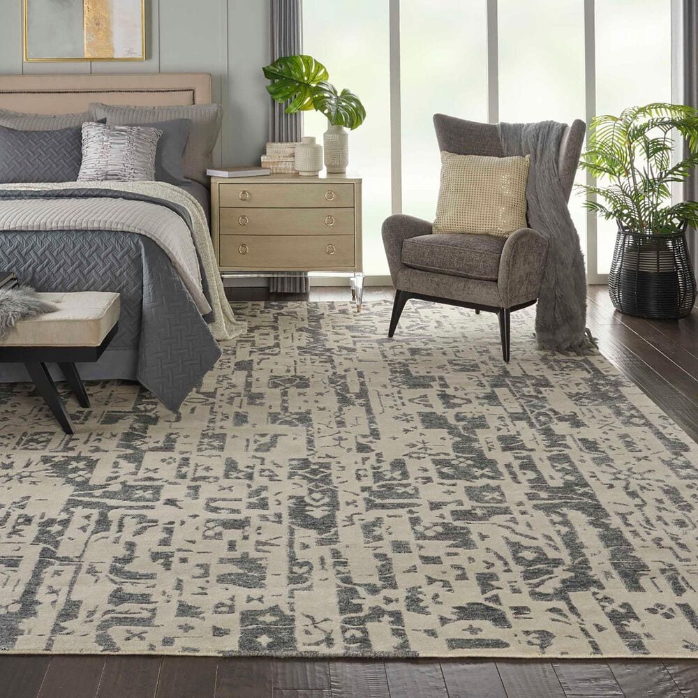 Nourison Silk Shadows 8&#39;6&quot; x 11&#39;6&quot; Ivory and Grey Area Rug, , large