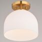 Vaxcel Shelby 1-Light Semi Flush Mount with Frosted White Opal Glass Shade in Natural Brass, , large