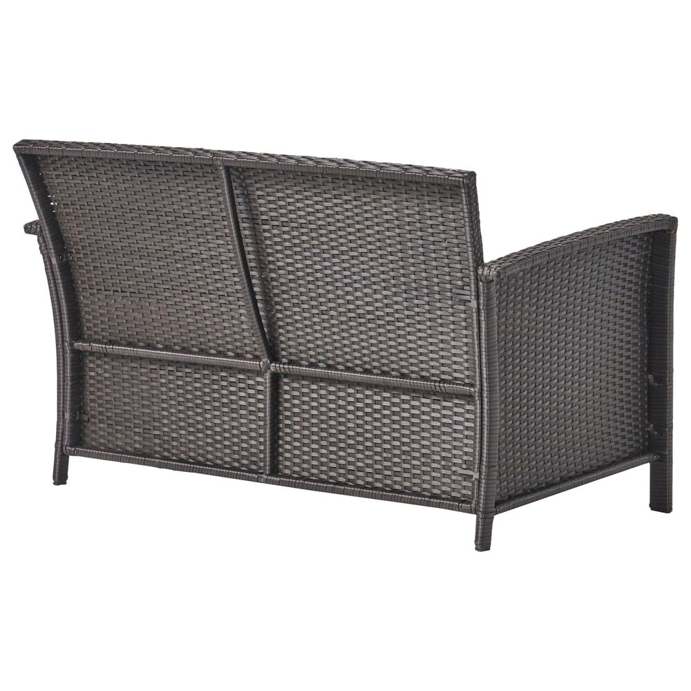 Hearth and Haven ST Lucia Outdoor Loveseat with Tan Cushion in Brown, , large