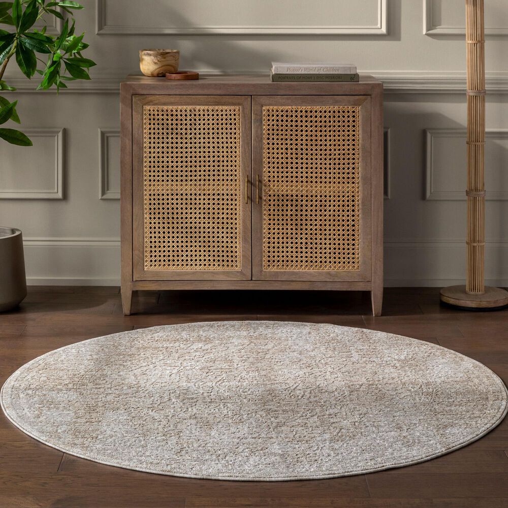 Surya Masterpiece MPC-2322 Medium Gray, Light Gray and Cream 7'10" Round Area Rug, , large