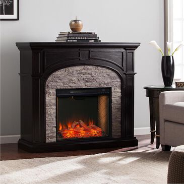 Southern Enterprises Fael Alexa Enabled Smart Fireplace in Ebony/Shades Of Gray Faux Stone, , large