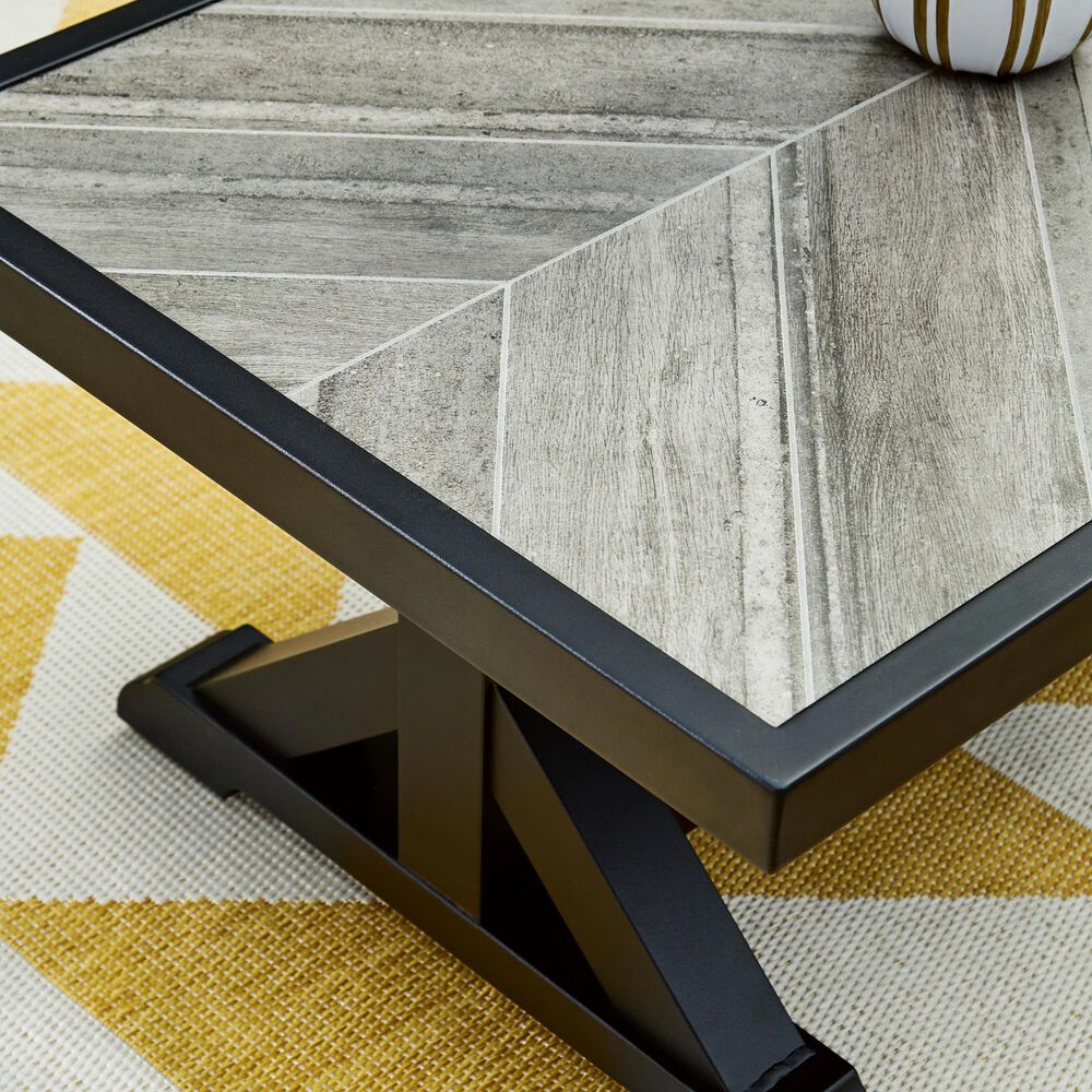 Ashley Beachcroft Rectangular Cocktail Table in Black and Light Gray, , large