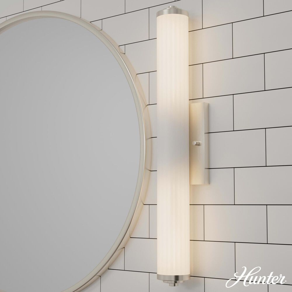 Hunter Holly Grove 24&quot; 2-Light Vanity with Cased White Shade in Brushed Nickel, , large